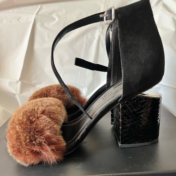 Alexander Wang Abby Brown Fur/Black Snake Emboss - Picture 3 of 7